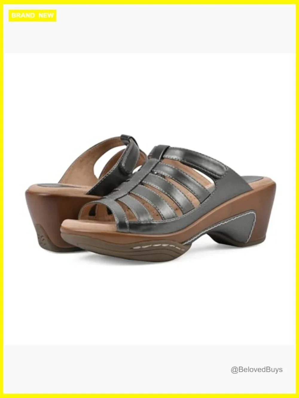 Strappy Cage Wedge Sandal with Cushioned Insole and Adjustable Velcro Strap